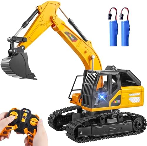 JOYIN Remote Control Excavator Toys for Boys, 2.4Ghz RC Play Excavator with Light, Construction Toys for Boys 3-5 4-7 8-12 Year Old Kids, Birthday Gift