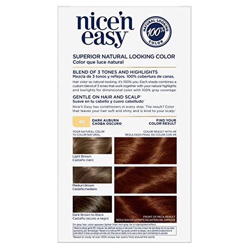 Clairol Nice'n Easy Permanent Hair Dye, 4R Dark Auburn Hair Color, Pack of 3