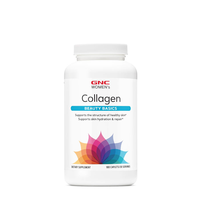 GNC Women's Collagen Supplement |Supports Healthy Skin and Improves Elasticity | Targeted Cell Growth and Repair Formula with Hyaluronic Acid | Natural Collagen Source | 180 Caplets