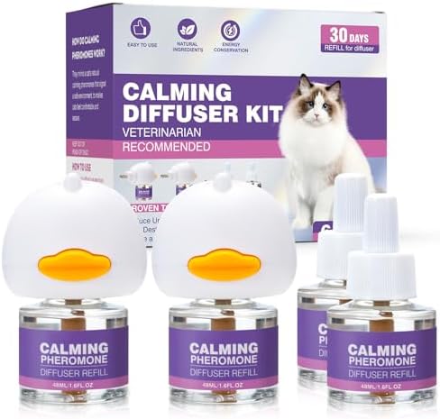 Tcllka Cat Calming Pheromone Diffuser Effectively Relieve Anxiety Stress Cat Calming Diffuser Comfort for Cats Refill Reduce Fighting Spraying and Scratching Calm Relaxing 48ml/Bottle Fits All Cats