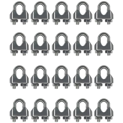 20PCS M4 5/32 Inches Stainless Steel Wire Rope Cable Clip Clamp