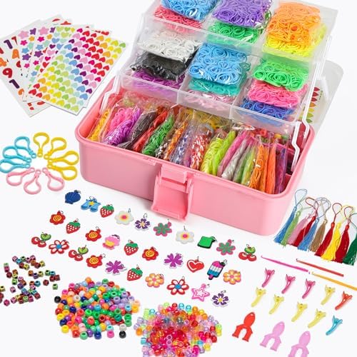 XKDOUS 10600+ Rubber Band Bracelet Kit, 36 Colors Loom Bracelet Making Kit for Art and Craft, Rubberband Bracelets kit for Kids Ages 6+