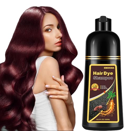 Natural Hair Color Shampoo for Gray Coverage, Instant Red Hair Dye Shampoo 3 in 1, Shampoo Hair Dye Works in Minutes, Red Hair Shampoo, Shampoo Para Canas for Women and Men