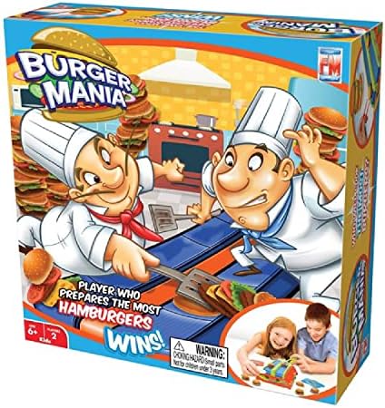 Fotorama Burger Mania Sizzling Build-A-Burger Game, Fast-Paced Conveyor Belt Fast Food Thrill Competition, Develops Fine Motor Skills and Dexterity, for Children Ages 6 and Up
