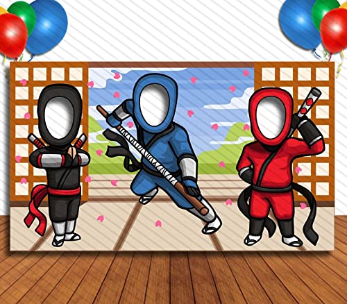 Ninja Hole in Face Cutout, 42 x 72 inch Photo Props, Banner Backdrop, Kids' Party Decoration
