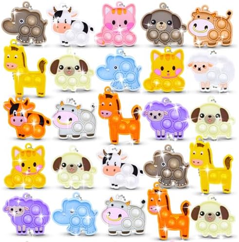 30pcs Party Favors for Kids Fidget Toys Bulk Mini Pop Keychain Stocking Stuffers Birthday Carnival Treasure Classroom Prizes Toddler Toys Fidget Pack Stress Relief Toys