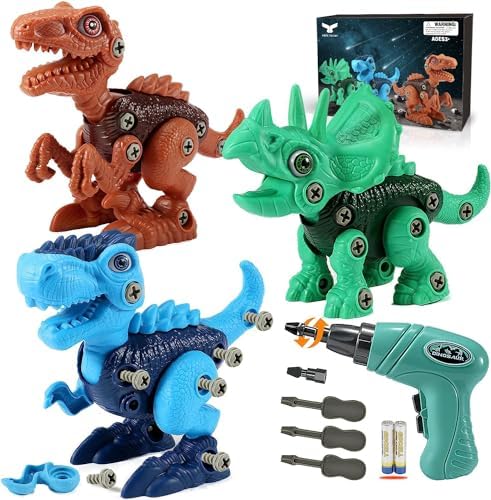 Kids Toys Stem Dinosaur Toy: Take Apart Toys for kids 3-5| Learning Educational Building construction Sets with Electric Drill| Birthday Gifts for Toddlers Boys Girls Age 3 4 5 6 7 8 Year Old