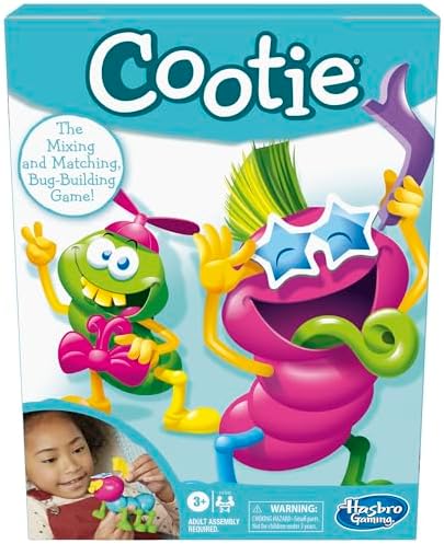 Hasbro Gaming Cootie Mixing and Matching Bug-Building Game | 2-4 Players | Easy Preschool Board Games | Back to School Gifts for Kids | Ages 3+