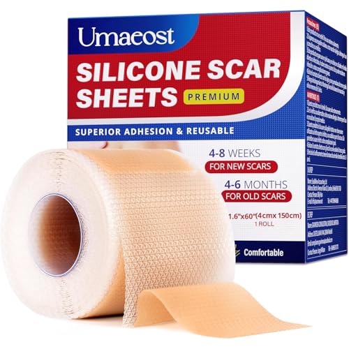 1.6"x 60" Medical Silicone Scar tape for Scars: Medical Grade Scar Sheets Reduces the Appearance of Scars from surgical Acne Stitches Burns More