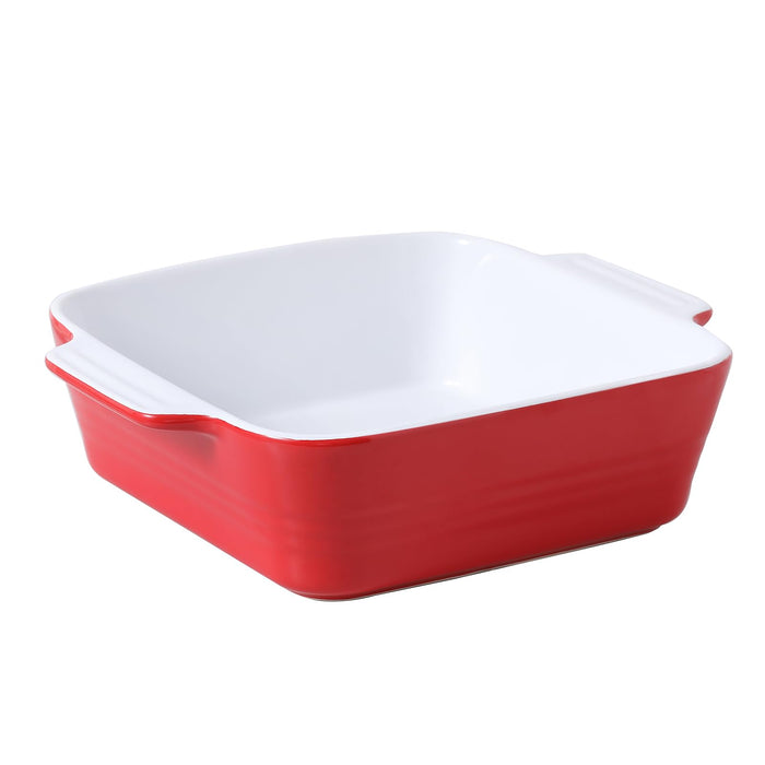 DOWAN 8x8 Baking dish, Square Baking Pan, Ceramic Casserole Dishes for Oven, Cake Pan with Handle, for Brownie, Lasagna, Casserole, 2 Quart, Home Gift, Wedding Gift, Red