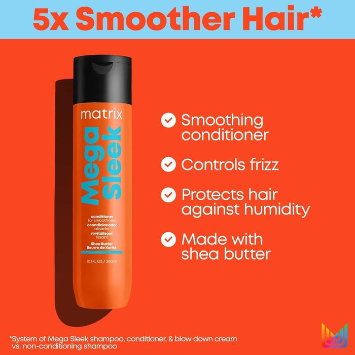 Matrix Mega Sleek Frizz-Control Conditioner with Shea Butter for Dry, Damaged Hair - 33.8 fl oz