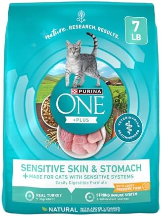 Purina ONE Sensitive Stomach, Sensitive Skin, Natural Dry Cat Food, +Plus Sensitive Skin and Stomach Formula - 7 lb. Bag