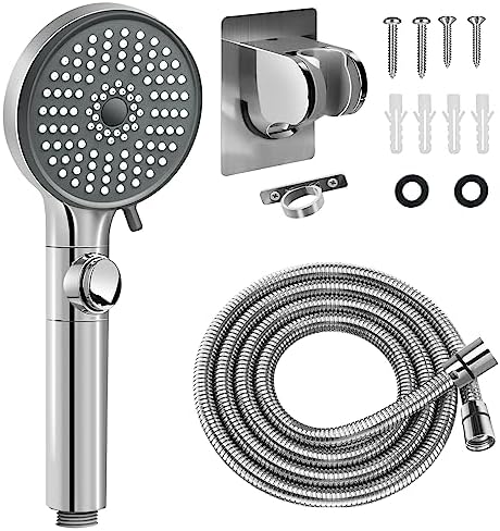 RV Shower Head with Hose, High Pressure 5 Mode Shower head Replacement, Shower Head for RV/Campers, Travel Trailer, Motorhome for Water Saving, Handheld Shower Head Holder and Hose, On Off Switch