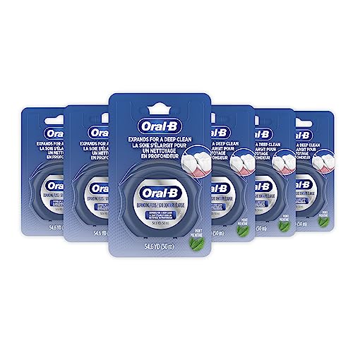 Oral-B Expandable Dental Floss, Mint, Expands for A Deep Clean, 6 Pack (50M)