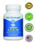 Life Strength ADK 10 Supplement (90 CT) - Physician Formulated Vitamins A1, D3 & K2 (as MK7) for Bone Health - Immune System Support - Gluten Free, Soy Free, Non-GMO - Pack of 1