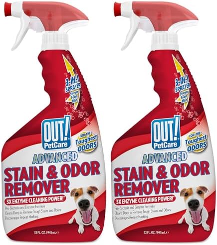 OUT! PetCare Advanced Stain and Odor Remover- Pro-Bacteria and Enzyme Formula for Tough Stains and Odor- 32 oz (Pack of 2)