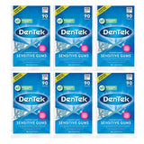 DenTek Comfort Clean Floss Picks for Sensitive Teeth, Soft and Silky Ribbon, 90 Count (Pack of 6)