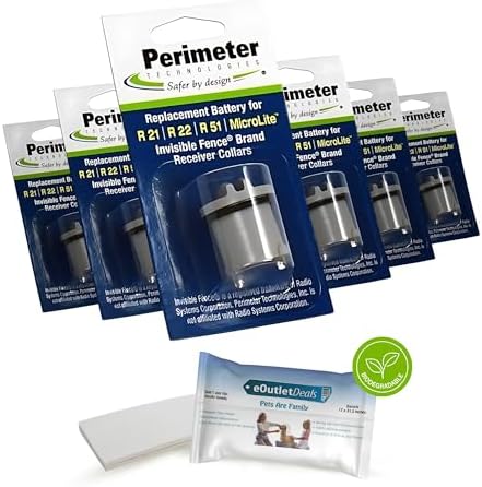 Perimeter Technologies Collar Battery Compatible with Invisible Fence Brand - Bonus eOutletDeals Pet Towel ( 6 Pack )