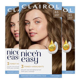 Clairol Nice'n Easy Permanent Hair Dye, 6.5 Lightest Brown Hair Color, Pack of 3