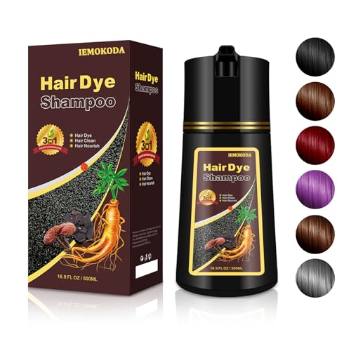 Wine Red Hair Color - 3-in-1 Long-Lasting Natural Dye Shampoo for Gray Hair, Easy Home Use for Men and Women, 16.9 Fl Oz