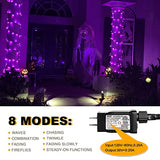 weillsnow Purple Halloween Lights, 200 LED 66Ft Plug in Waterproof Halloween Lights, 8 Modes with Memory for Outdoor Indoor Garden Tree Patio Irish Christmas Decorations (66FT, Purple)