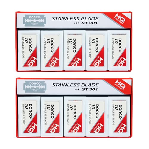 Dorco ST301 Platinum Extra Double Edge Razor Blades - 200 Blades, Premium Quality for Smooth Shaves