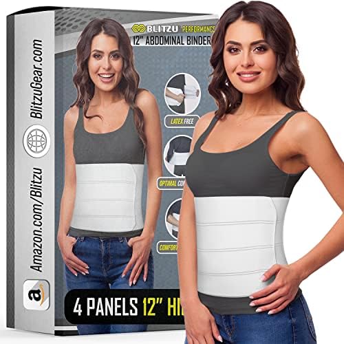 Abdominal Binder for Women & Men Post Surgery Recovery, 12 inch 4 Panel Waist Compression Band, Wrap Support for Bariatric, Belly, Stomach, Postpartum, Hernia, Latex-free, Breathable Fabric XXL