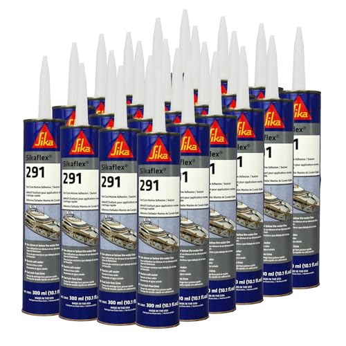 SIKA Sikaflex-291 Marine Adhesive & Sealant - White, Fast Cure Polyurethane for Boats - 10.1 fl. oz Cartridge - All-Purpose, Durable, Ideal for Above & Below Water Line (Pack of 24)