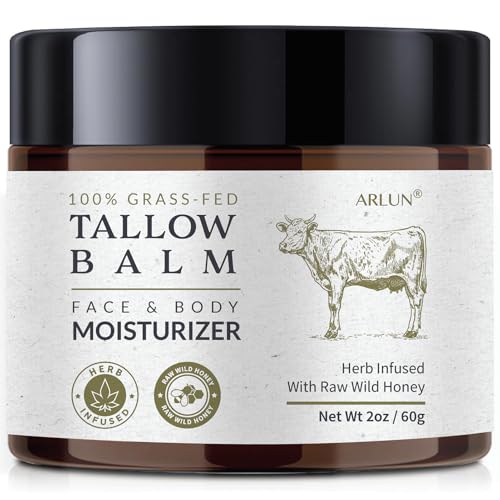 Beef Tallow for Skin, Beef Tallow and Honey Balm, Tallow Face Moisturizer Nourishes and Hydrates the Skin, Grass Fed Whipped Tallow Honey Balm Enriched with Raw Wild Honey 60g