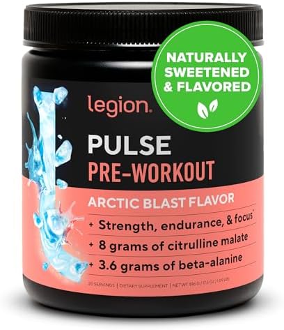 LEGION- All Natural Nitric Oxide Preworkout Drink to Boost Energy, Creatine Free, Naturally Sweetened, Beta Alanine, Citrulline, Alpha GPC (Arctic Blast)