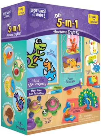 Imagimake 5 in 1 Awesome Craft Kit | Over 15 Projects - Creative DIY Arts & Crafts, Craft Kit for Kids | Kids Toys, Arts and Crafts for Kids | Easter Gifts for Kids | Easter Toys