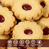 Sugar Free Cookies by Stern’s Bakery | [10 Count] Strawberry Filled Linzer Tart Cookies | Sugar Free Cookies and Snacks for Diabetics | Dietetic Shortbread Cookies | Low Carb Snacks for Adults