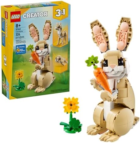 LEGO Creator 3 in 1 Cute Bunny Toy - Building Toy Set with 3 Build Options, Bunny, Seal, or Llama - Animal Figures for Kids, Girls and Boys, Ages 8+ - Gift Idea for Birthdays - 31162