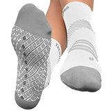 TechWare Pro Plantar Fasciitis Socks – Therapy Grade Targeted Cushion Compression Socks for Men & Women. Ankle Brace Foot Sleeve & Arch Support for Achilles Tendonitis & Heel Pain Relief Wht/Gy LRG