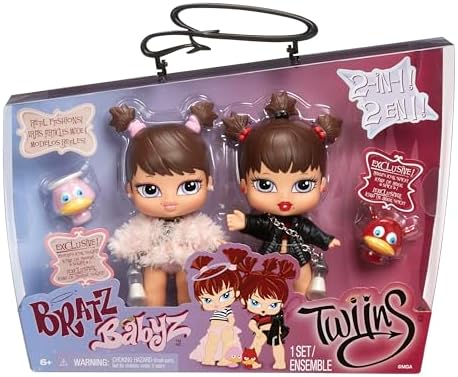 Bratz Babyz Twiins Phoebe and Roxxi 2-Pack Collectible Fashion Dolls with Pets