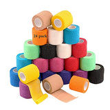 24 Pack Self Adherent Cohesive Wrap Bandages 2 Inches X 5 Yards, First Aid Tape, Elastic Self Adhesive Tape, Athletic, Sports wrap Tape, Bandage Wrap for Sports, Wrist, Ankle (Rainbow Color)