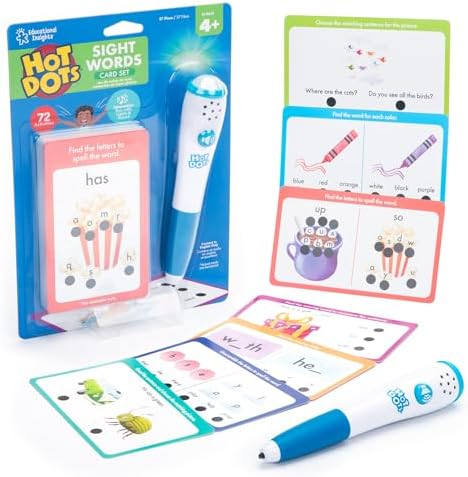 Educational Insights Hot Dots® Sight Words Card Set - Learn to Read Activities for Kids, Includes 26 Double-Sided Cards, Reading Games, Reading Tools, Gift for Ages 4+