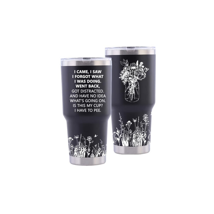 Eisfiel I Came I Saw I Forgot Tumbler, Funny Senior Citizens, 30oz Stainless Steel Tumblers Bulk, Funny Sarcasti Gifts for Elderly Grandma Grandpa Wife Husband for Retirement Birthday Gift Black