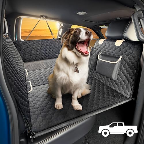 SHARLOVY XL Truck Back Seat Extender for Dogs, Large Hard Bottom Dog Car Seat Cover for Back Seat, Heavy Duty Dog Car Hammock, Waterproof Pet Seat Covers for Trucks, F150, Ram1500 and Large SUV