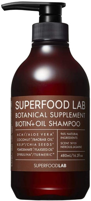 SUPERFOOD LAB Superfood Lab 95% Naturally Derived Ingredients Scalp Oil Moist Shampoo, Body, 16.9 fl oz (480 ml), Non-Silicone, Non-Paraben, Biotin Blend, Additive-free, Men's, Scalp, Scalp Care,