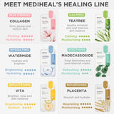 Mediheal Sheet Mask New Essential HERO 12 pack (Collagen, Tea Tree, Placenta, Madecassoside, Vita, Watermide)| Korean Skincare Facial Sheet Mask Combo, Moisturizing, Soothing and for Blemishes