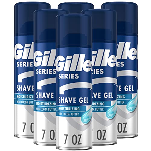 Gillette Series 3X Moisturizing Shave Gel, 6 Count, 7oz Each, Lubrication to Protect Against Irritation, Blue-White, 7 Ounce (Pack of 6)