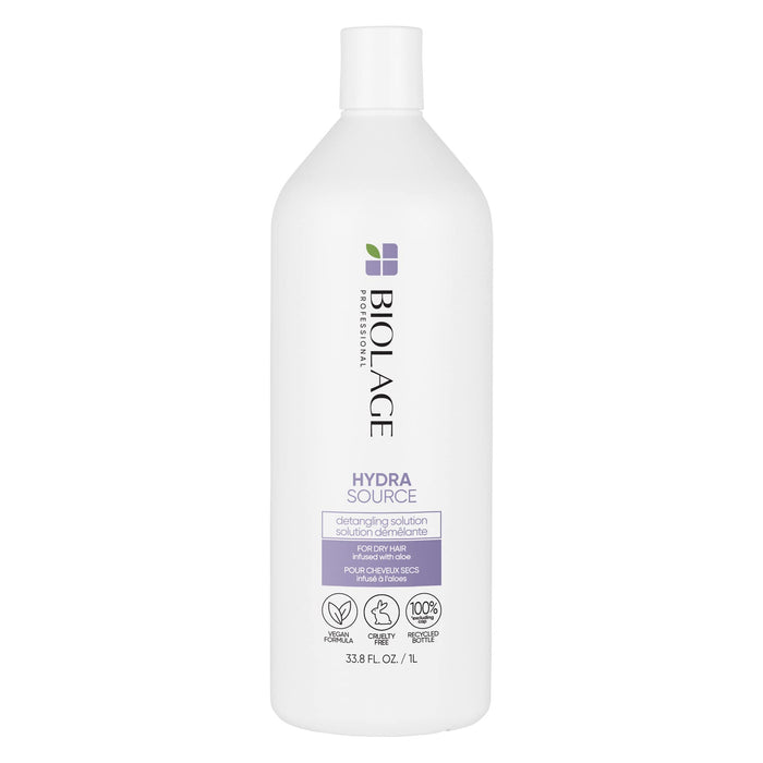 Biolage Hydra Source Detangling Solution | Detangles & Controls Static For Less Frizz & Fly-Aways | Renews Moisture | Paraben-Free | For Dry Hair | Vegan | Cruelty Free | 33.8 Fl. Oz