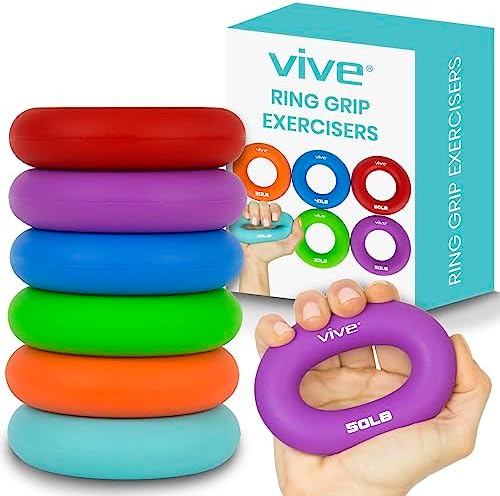 Vive Hand Strengthener Grip Ring - Forearm Ring Hand Exercisers - Silicone Squeezer Gripper for Muscle Strengthening Training Tool - Arthritis Finger Physical Therapy PT Kit Trainer