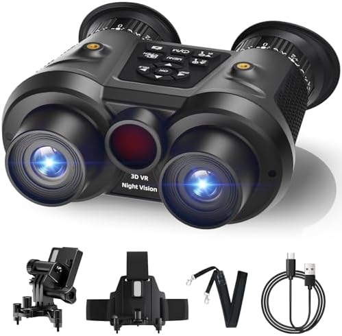 3D VR Night Vision Goggles,8K UHD Night Vision Binoculars for Adults, Auto Wake and Seamless 3D Integration Tech,Infrared Goggles, Rechargeable with 8K Photo & 4K Video,64GB TF Card Not Included