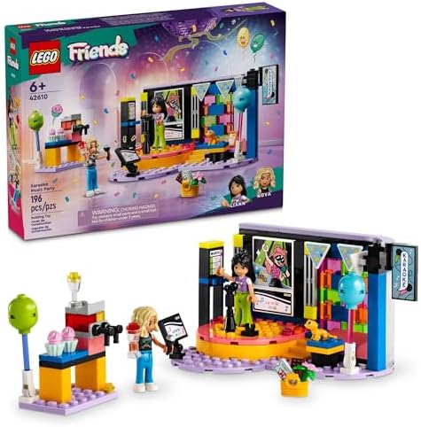 LEGO Friends Karaoke Music Party Set, Pretend Play Toy for Kids, Girls and Boys Ages 6 Years and Up Who Love Singing, Includes Mini-Doll Characters Liann and Nova and a Gecko Figure, 42610