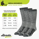 Alvada Merino Wool Hiking Socks Thermal Warm Crew Winter Boot Sock For Men Women 3 Pairs ML