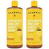 Alaffia Authentic African Black Soap All-in-One, Multi-purpose Face & Body Wash, Shampoo & Shaving Soap, Suitable for All Skin Types, Fair Trade Shea Butter, Citrus Ginger, 2 Pack - 32 Fl Oz Ea