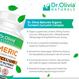 Dr. Olivia's Organic Turmeric Complex with Curcumin Boswellia Ginger & BioPerine - 60 Capsules