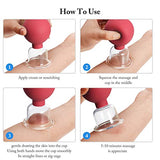 4 Pieces Glass Cupping Set Glass Silicone Cupping Cups Massage Vacuum Suction Cupping Cups for Body Face Leg Arm Back Shoulder Muscle and Joint Pain (Red)